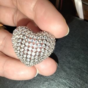 Rhinestone silver Ring 💍❤️heart chape